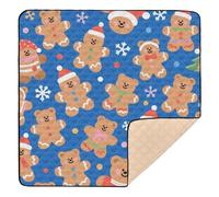 Cartoon Cute Brown Merry Christmas Bear Cute Thick Play mat for Baby for Indoor Outdoor Comfortable Foldable Padded Play Mat for Babies Infants Toddlers, 50'' x 50''
