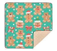Cartoon Cute Brown Merry Christmas Bear Soft Thick Baby Play Tummy Time Mat for Floor Washable Foldable Padded Play Mat for Newborns Babies Infants Toddlers, 50'' x 50''