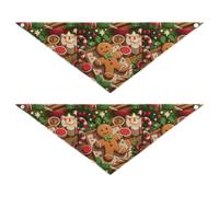 Cartoon Cute Brown Merry Christmas Gingerbread Dog Grooming Bandanas Bulk Snap Button Soft Dog Scarf Cute Pet Holiday Set for Dogs Cats 2 Pack