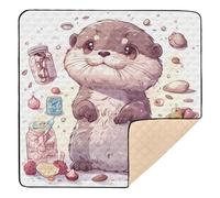 Cartoon Cute Brown Otter Large Non-Slip Baby Gym & Activity Mat for Indoor Outdoor Water Resistant Tummy Time Activity Mat for Babies Infants Toddlers, 50'' x 50''