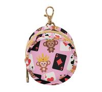 Cartoon Cute Brown Poker Monkey Infants Baby Pacifier Holder Case with Zipper and Clip Wristlet Wallet, Everything Storage pouching