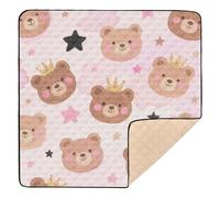 Cartoon Cute Brown Teddy Bear Cute Baby Gym Play mat for Indoor Outdoor Lightweight Foldable Tummy Time & Crawling Mat for Baby Toddler Infant, 50'' x 50''