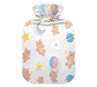 Cartoon Cute Brown Teddy Bear hot Waterbottle with Soft Cover, 2L Warm Water Bottle for Bed for Hand Feet Warmer,Hand Feet Warmer,Bolsa de agua Caliente para el Dolor