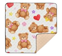 Cartoon Cute Brown Teddy Bear Soft Foam Thick Play mat for Baby for Floor Cozy Breathable Foldable Padded Play Mat for Baby Kids Toddlers Infants, 50'' x 50''