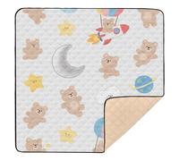 Cartoon Cute Brown Teddy Bear Soft Padded Baby Playmat for Floor Water Resistant Infant Play Activity Mat for Baby Toddler Infant, 50'' x 50''