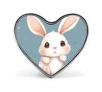 Cartoon Cute Bunny Badges Heart with Button Design, Personalized Picture Pin Brooches, Heart Badge Holders for Decorate Hat Shirt Clothing Bag Accessories