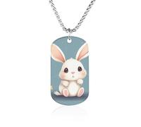 Cartoon Cute Bunny Necklace Gift for Girlfriend Boyfriend, Long Chain Pendant Custom with Picture, Personalized Necklace Gift for Christmas Anniversary Family Birthday Valentine's Day