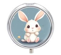 Cartoon Cute Bunny Pill Box Round Portable Small Pill Case Waterproof Travel Pill Box Organizer for Pocket Purse and Daily Convenience