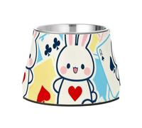 Cartoon Cute Bunny Poker Dogs Food Bowl Elevated Stainless Steel Cat Food Dishes for Small Dogs Comfort Feeding cuencos para perros