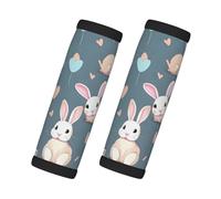 Cartoon Cute Bunny Printed Luggage Trolley Covers - Checked Soft Handle Covers for Business Travel Accessories