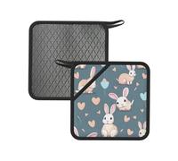 Cartoon cute bunny Printed Square Silicone Hot Mat (7.1 inches) - Suitable for Frying Pans, Ovens, Grills, Kitchen Tables