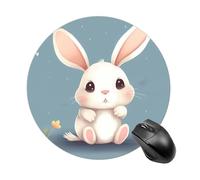 Cartoon Cute Bunny Round Mouse Pad Smooth Glide Gaming Mousepad Extra Density Portable Comfortable Mouse Mat for Desk, Home, Office 7.8x7.8 Inches
