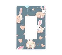 Cartoon Cute Bunny Unbreakable Polycarbonate Switch Plate-Modern 1 Gang Light Cover for Home Office with Matching Screws