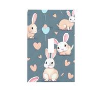 Cartoon Cute Bunny Unbreakable Polycarbonate Switch Plate-Modern 1 Gang Light Cover for Home Office with Matching Screws