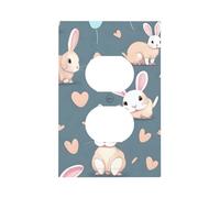 Cartoon Cute Bunny Unbreakable Polycarbonate Switch Plate-Modern 1 Gang Light Cover for Home Office with Matching Screws