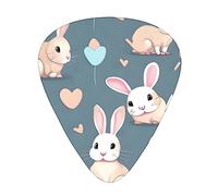 Cartoon Cute Bunnyguitar Plectrums 12 Piece Set, 3 Thicknesses For Acoustic Guitar, Bass Guitar, &Electric Guitar And More.