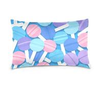 Cartoon Cute Candy Blue Standard/Queen Size empty pillow case with zipper washed cotton pillow case for Hot Sleepers, Soft & Silky Smooth fundas para almohadas 20x30 inchs Set of 2