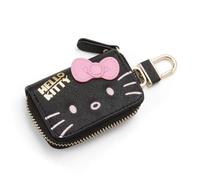 Cartoon Cute Car Remote Key Case,PU Leather Car Key Holder Ring Box,Metal Hook Zipper Embroidered Bag,Wristlet Keychain Key Case,for Women and Men. (Pink)