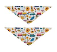 Cartoon Cute Car Vehicle Sunflowers cute dog bandanas Adjustable Triangle Bibs Kerchief Set Cute Pet Holiday Accessories Decor for Dogs Cats M