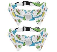 Cartoon Cute Cars Transportation Hills Trees Paws Dog Cat Collar, 2 Pack Bow Tie Dog Collars with Plastic Buckle, Pet Bowtie for Girls Boys Small Medium Cat Puppy Kittern