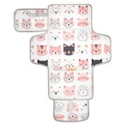 Cartoon Cute Cat Face Reusable Changing pad Portable with Tissue Pocket Waterproof Changing pad for Baby with Built-in Pillow cambiador de pa?ales para Bebes