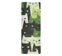 Cartoon Cute Cats Black Green Minimalist Style hot yoga mat for women printed, non slip, nonslip yoga towel with carrying bag tapete para ejercicio 71x26 inches