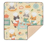 Cartoon Cute Cats Chef Yellow Soft Thick Baby Floor Play mat for Floor Portable Foldable Baby Tummy time Play mat for Baby Kids Toddlers Infants, 50'' x 50''con Musica para Bebes