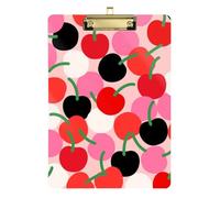 Cartoon Cute Cherry Red Acrylic clipboard with Big Clip Standard Letter A4 Size Waterproof for Soccer Truck Driver Gold 12x9in Tabla para escribir