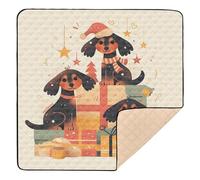 Cartoon Cute Christmas Dachshunds Dogs Cute Foldable Baby Playmat for Floor Washable Infant Play Mat for Babies Infants Toddlers, 50'' x 50''