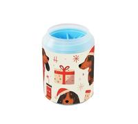 Cartoon Cute Christmas Dachshunds Dogs Portable Dog Cleaner Washer and Massager with Soft Silicone Brush Essential For All Pets Owners for Medium to Large Dogs