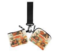 Cartoon Cute Christmas Dachshunds Dogs Women's Dual Wallets Business Card Cases Large Capacity Change Purse Key Holder with Keychain for Women 2 Packs, cartoon cute Christmas dachshunds dogs, One Size