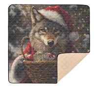 Cartoon Cute Christmas Fox Large Non-Slip Baby Playmat for Indoor Outdoor Non-Toxic Infant Play Activity Mat for Babies Infants Toddlers, 50'' x 50''