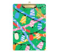 Cartoon Cute Christmas Light Green Acrylic Artists clipboard Large Standard Letter A4 Size Transparent for 5th Grade Classroom Essentials for Teachers Gold 12x9in Tabla para escribir