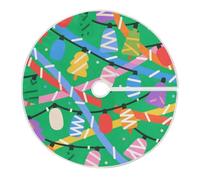 Cartoon Cute Christmas Light Green Decorative Christmas Tree Skirt Round Big Christmas Tree Skirt Knitted for Holiday Holiday Holiday 4ft Christmas treeskirt