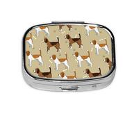 Cartoon Cute Clever Beagle Pet Animal,Meta Pill Box 2 Compartment Medicine Case,Portable Organizer,Rectangle Meta Portable Organizer Pill Box 1752 Compartment Medicine Case