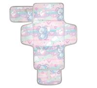 Cartoon Cute Color Bear Reusable Changing Table pad with Tissue Pocket Diaper mat Changing pad Travel for Moms, Dads cambiador de pa?ales para Bebes