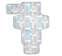 Cartoon Cute Color Bear Reusable Diaper Change pad with Tissue Pocket Changing pad for Changing Table Lightweight & Foldable Changing Station cambiador de pa?ales para Bebes