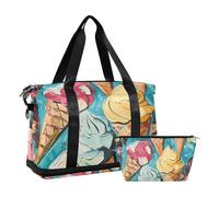 Cartoon Cute Color Ice Cream Travel Bag Weeker/Overnight Duffel with Adjustable Strap for Hiking Multifunctional, Cartoon cute color ice, 1 size, Cartoon cute color ice cream, 1 size
