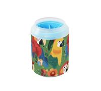 Cartoon Cute Color Parrot Reusable Dog Paw Cleaner with Silicone Brush Soft Pets Grooming Supplies for Small & Medium Dogs limpiador de patas para perro