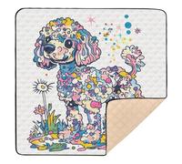 Cartoon Cute Color Poodle Soft Foam Baby Girl Play mat for Floor Cozy Breathable Foldable Playroom Activity Mat for Baby Kids Toddlers Infants, 50'' x 50''gimnasio de actividades para
