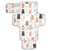 Cartoon Cute Color Valentine Cat Reusable Baby Changing Pads with Tissue Pocket Diaper mat Changing pad Travel for Moms, Dads cambiador de pa?ales para Bebes