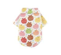 Cartoon Cute Colored Apples Summer Dog Shirts Collared Polo T-Shirts Button Up Soft, Lightweight, and Breathable Short Sleeve Pet T-Shirt Puppy Clothes Perfect for Everyday Wear, and