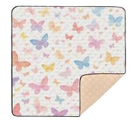 Cartoon Cute Colorful Butterflies Cute Foldable Baby Girl Play mat for Floor Water Resistant Foldable Tummy Time & Crawling Mat for Baby Kids Toddlers Infants, 50'' x 50''alfombra de juego
