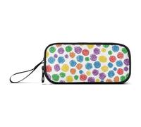 Cartoon Cute Colorful Circles Nylon Pen Storage Bag Large Capacity Pencil Case with Compartments Stationery Bag for Middle School Adolescents