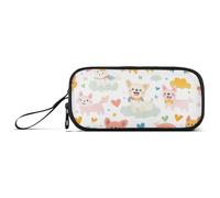 Cartoon Cute Colorful Dog Rainbow Nylon Pencil Cases for College Students Big Capacity Pencil Case for High School Stationery Organizer for High School Teens