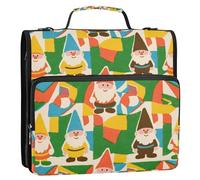 Cartoon Cute Colorful Dwarves 1.5 Inch 3 Rings Binder with Zipper with Strap Multi-Pocket Portfolios Portfolio Organizer for School/Office