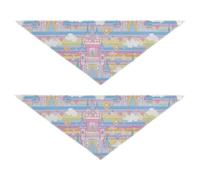 Cartoon Cute Colorful Fairy Tale Castle Dog Holiday Bandanas Unique Shape Adjustable Fit Pet Scarf for Boy and Girl Cute Pet Holiday Set for Dogs Cats