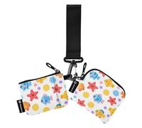 Cartoon Cute Colorful Fish and Starfish Women's Money Organizers Cute Fashion Money Organizers with Wristlet Strap for Lady 2 Pcs de credito para Hombre