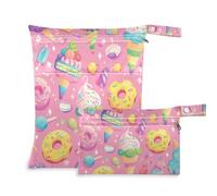 Cartoon Cute Colorful Ice Cream Donuts reusable bag for gym 2 Pack travel essentials for flying with handles for yoga, gym