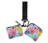 Cartoon Cute Colorful Monsters Women's Wallets Card Cases Large Capacity Zipper Wallet Coin Bag with Zipper Coin Pocket for Lady 2 Packs